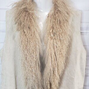 Beautiful NEW Via Accenti Genuine Tan Suede Leather Vest Jacket womens 20w 2XL